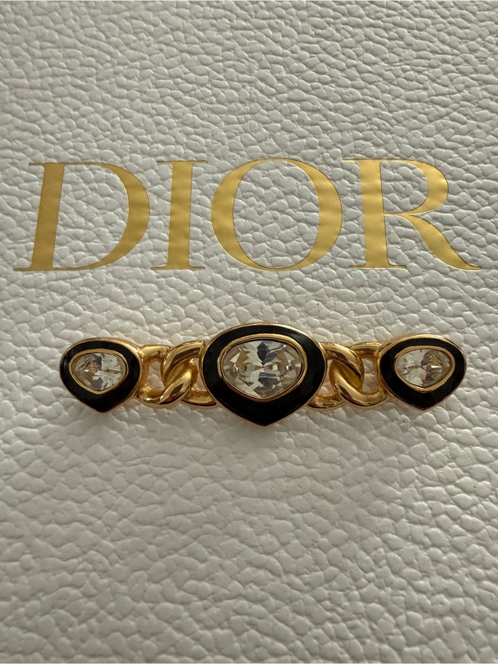 Vintage  Christian Dior Crystal & Black Enamel Brooch